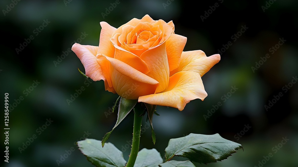 Orange Rose Blossom Closeup With Waterdrops