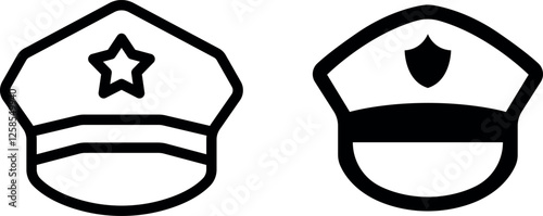 Police Hat Symbol Vector Icon Set