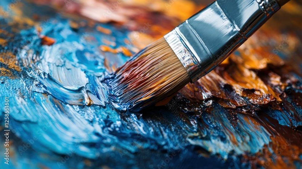 Fototapeta premium Brushstrokes of vibrant blue orange paint artistry