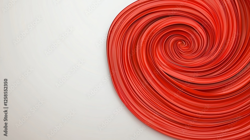 Abstract Red Spiral Design On Light Gray Background