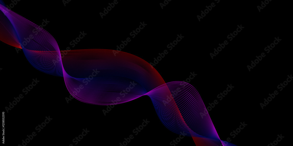 Fototapeta premium Abstract colorful wavy lines Digital frequency track equalizer background. Curved wave smooth stripe seamless pattern. Wave lines created using blend tool. graphic design template banner business wave