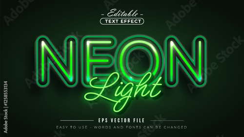 Green Neon Light editable text effect on dark background.