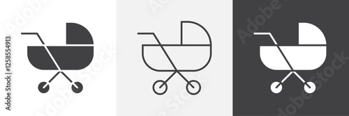 Baby carriage icons graphics pack vectors.