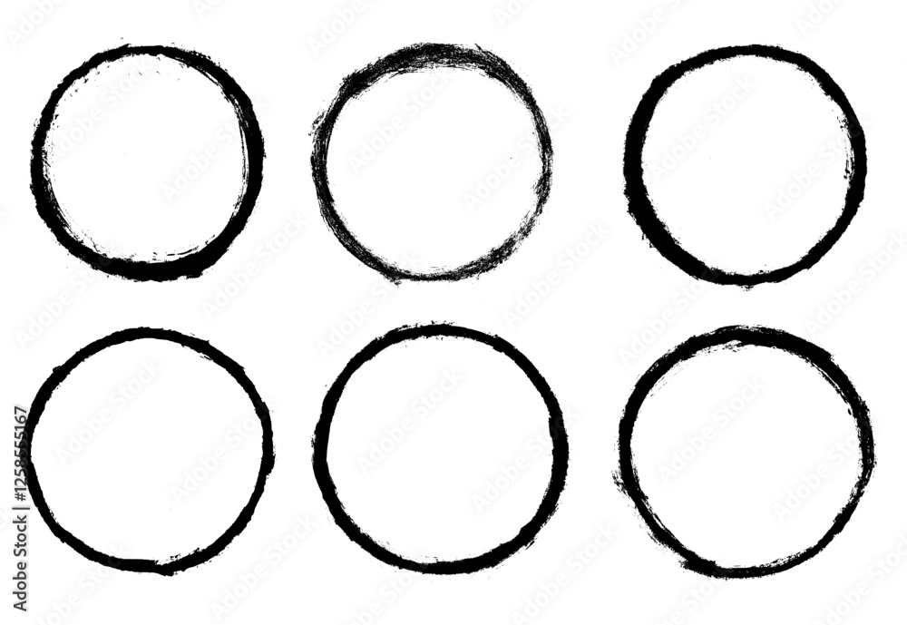 Circle Grunge Brush Circle Vector Set Circle Grunge Brush Circle Vector Set