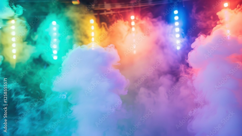 Fototapeta premium Foggy Urban Nights Aesthetic Exploration of Neon Lights and Atmospheric Ambience