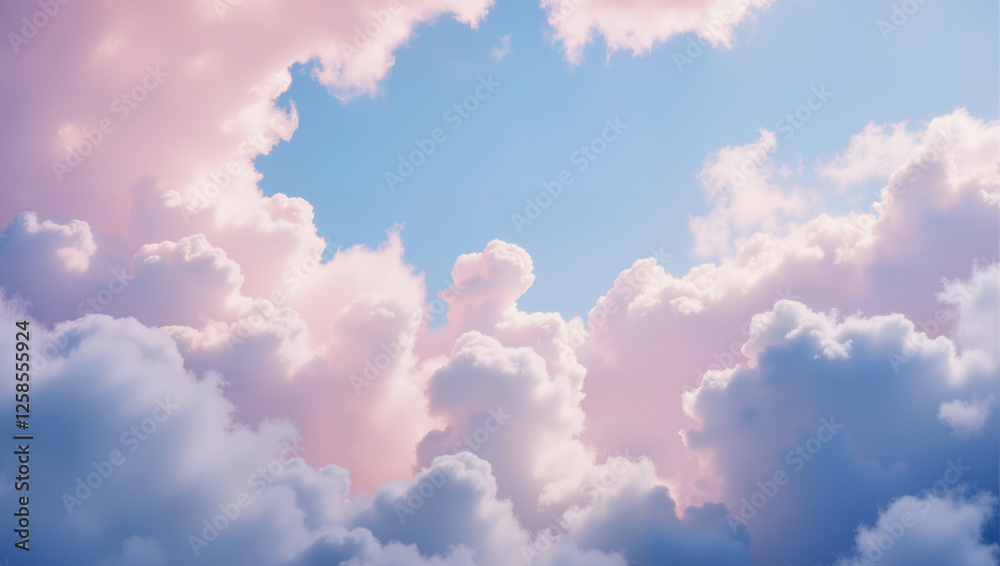 Dreamy clouds with soft, pastel hues create a serene and peaceful skyscape under a gentle, blue opening. Dreamy clouds with soft, pastel hues create a serene and peaceful skyscape under a gentle, blue opening.