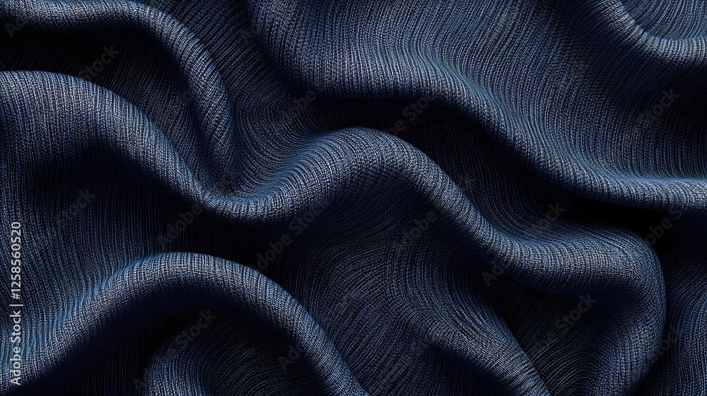 Naklejka premium Elegant Blue Fabric Texture, Draped Cloth Background, Seamless Pattern, Soft and Smooth Material