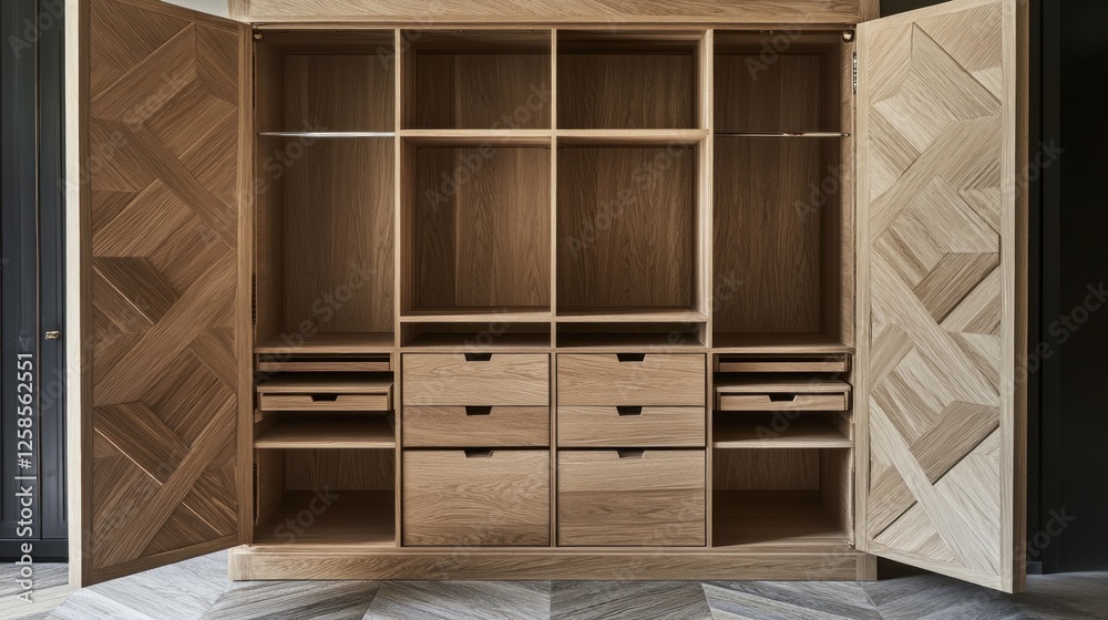 Geometric Wooden Armoire: A Luxurious Storage Solution Geometric Wooden Armoire: A Luxurious Storage Solution