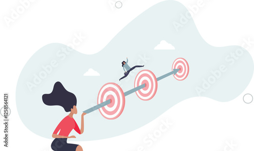 Achievements or challenge to achieve targets and business goals, objectives and purpose, journey to succeed in work and career concept.flat character life .