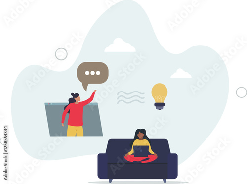 Mental health counseling and online psychology session.Professional psychological support with remote treatment consultations.flat character life .