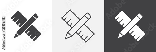 Pencil and ruler icons graphics pack vectors.
