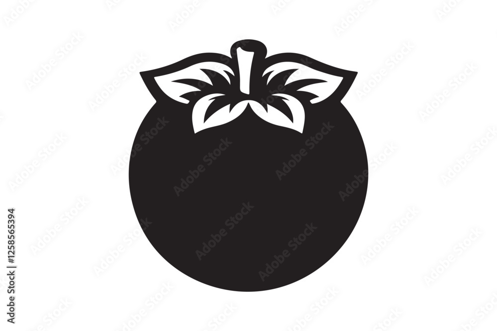 Persimmon fruit icon silhouette on white background. (2) Persimmon fruit icon silhouette on white background. (2)
