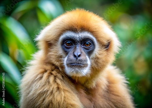 Captive Gibbon Portrait: Zoo Animal Photography