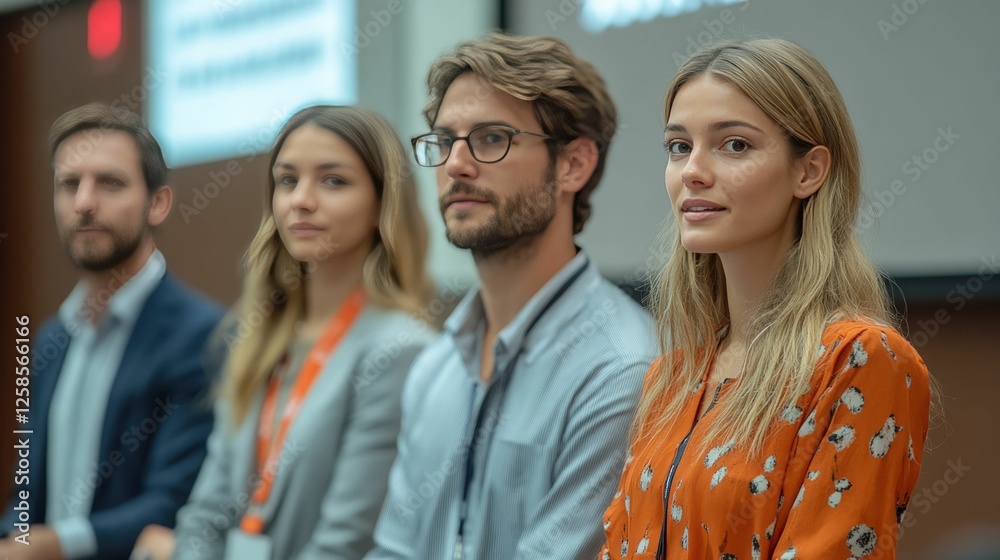 Obraz premium Attentive young professionals at conference