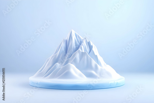 Snowy peak on a smooth ice surface. Ideal for posters, websites and backgrounds photo