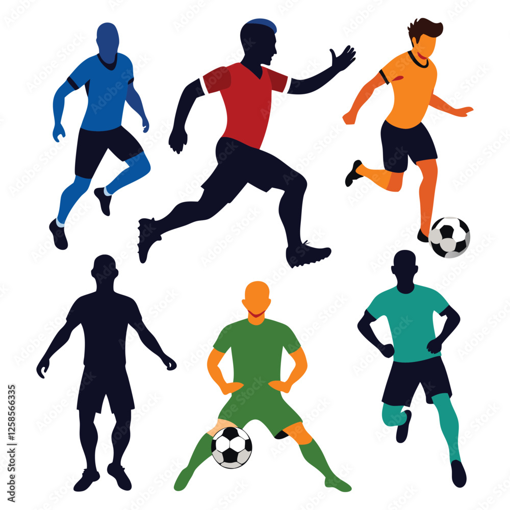 Vector football player man silhouettes-4