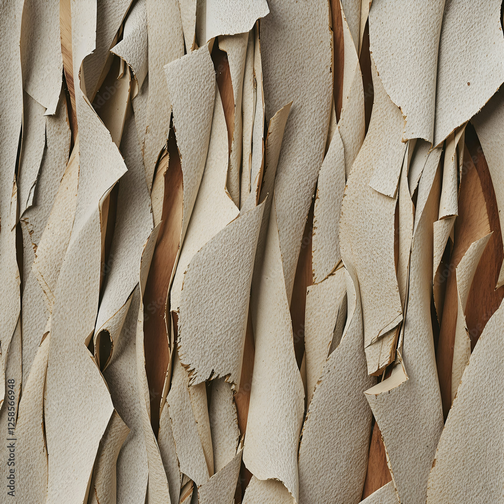 Obraz premium Peeled bark layers abstract background with exposed wood grain