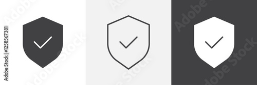 Shield check icons graphics pack vectors.