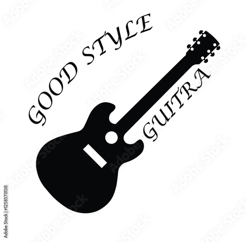 a music guiter art silhoutte vector illustration , and  Acoustic and electric guitar outline musical instruments Vector isolated silhouette guitare doodle set .