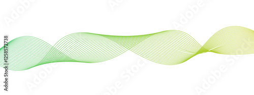 Seamless wave pattern of green and yellow colored stripes. Vector illustration. Banner, poster waves design. Abstract colorful flowing wave curved lines. Vector wave lines, gradient for background.