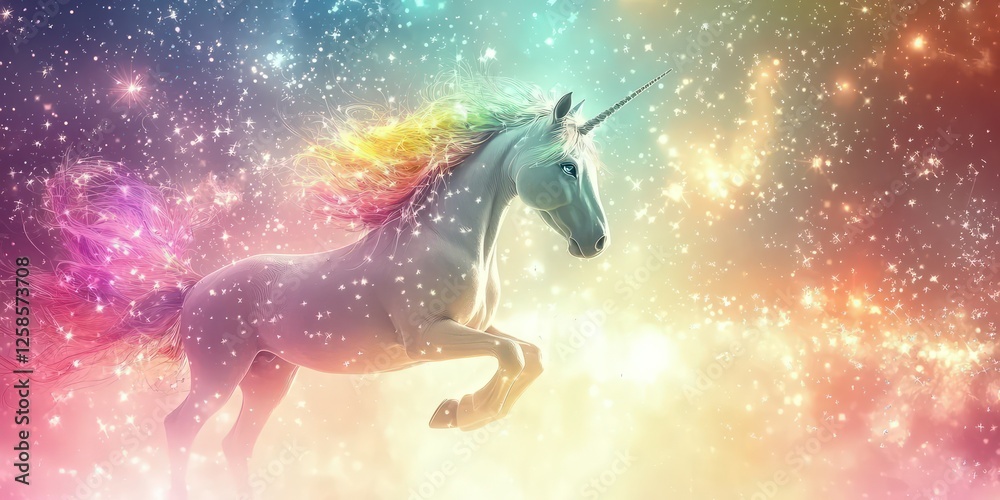 A playful illustration of a unicorn with a rainbow mane, surrounded by stars and sparkles. A playful illustration of a unicorn with a rainbow mane, surrounded by stars and sparkles.