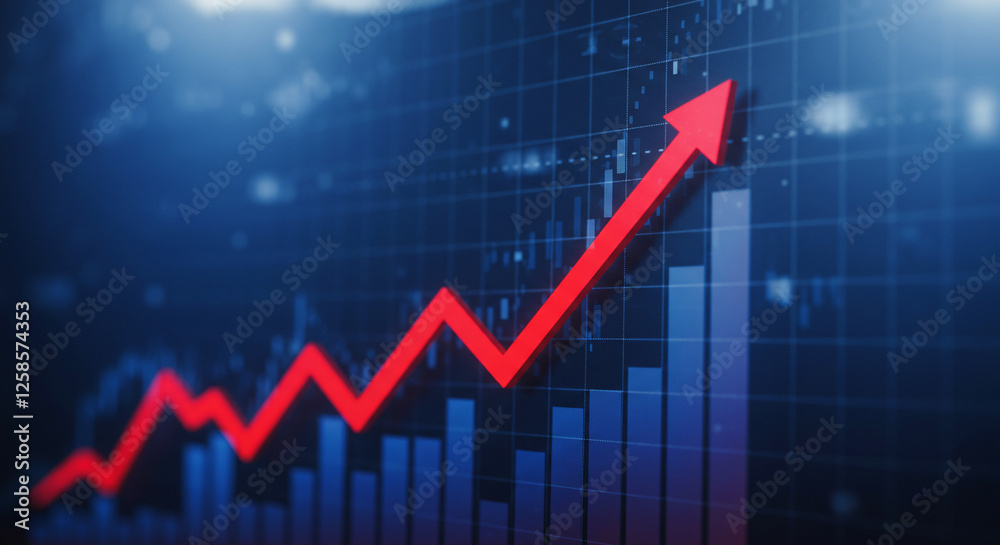 Obraz premium stock market graph on red