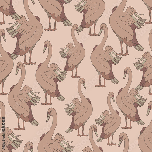 Wallpaper Mural Pantone color of the year 2025,Mocha mouse, with a luxurious Swans in the lake, neutral hues can make a stunning statement on wallpaper.
 Torontodigital.ca