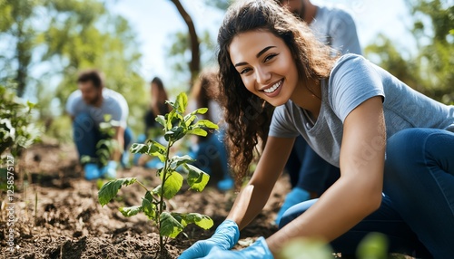Corporate leaders and volunteers working together to reduce environmental impact on World Environment Day