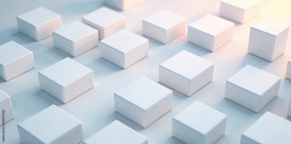 White cube box blocks background wallpaper banner with random shifted cubes, design, minimalist, architecture White cube box blocks background wallpaper banner with random shifted cubes, design, minimalist, architecture