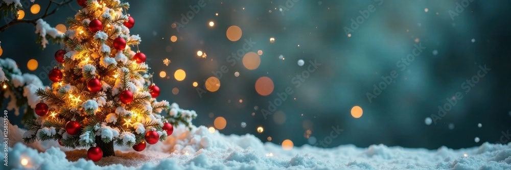 White Fir Tree Adorned with Red and Green Garlands and Ribbons, garlands, decoration, Christmas White Fir Tree Adorned with Red and Green Garlands and Ribbons, garlands, decoration, Christmas
