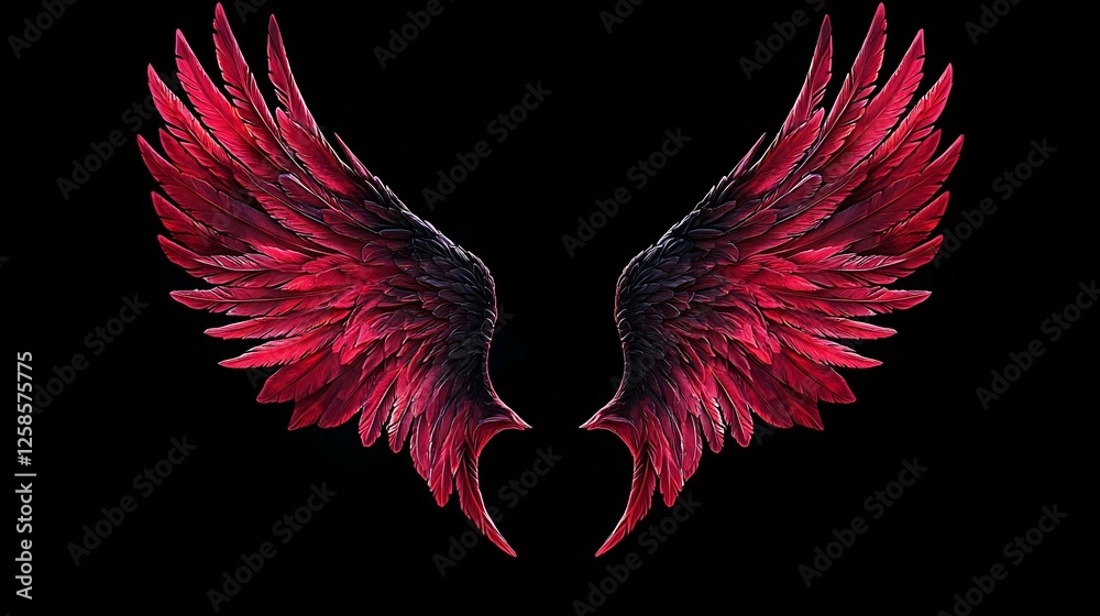 Obraz premium Red And Black Fantasy Wings On Black Background
