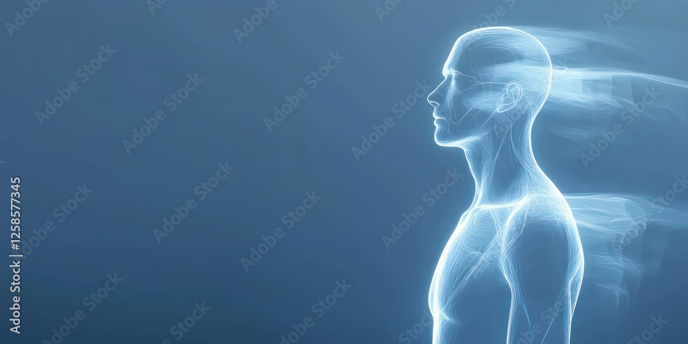 An abstract body outline in soft blue tones, symbolizing human form and health. An abstract body outline in soft blue tones, symbolizing human form and health.