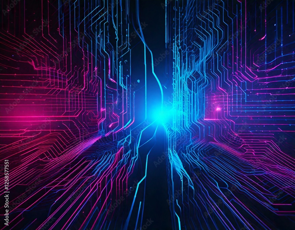 Obraz premium Technology background, Futuristic abstract digital background with dark blue and neon pink