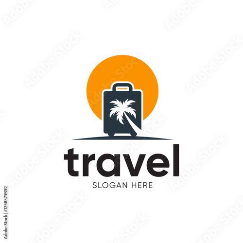 Simple Suitcase Travel Logo. Travel Bag and Plane Logo For Traveling Business Company.