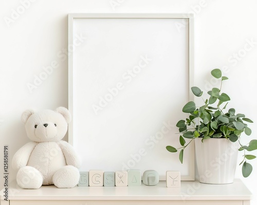 Pastel painted dresser decor minimalist room lifestyle photography soft environment front view home aesthetics