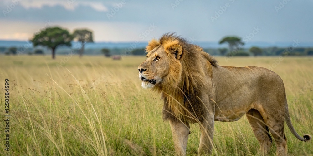 Lion in high grass