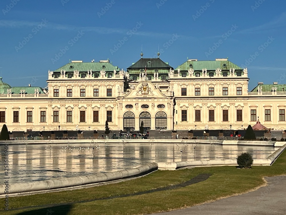 Obraz premium Vienna, Austria, Desember 27, 2024. Belvedere Palace Complex is a summer residence of Prince Eugene of Savoy. 