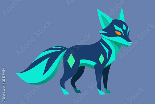 cyberpunk fox with glowing neon fur. attractive cyberpunk fox vector design