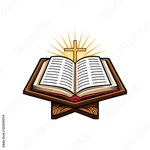 A luminous, open Bible rests on a dark surface, radiating divine light; emphasizing spiritual illumination and faith.