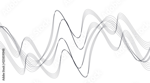 Thin wavy line abstract background. Abstract black lines wave curve motion on white, Curve wave seamless pattern.