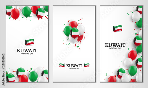 National Day Kuwait. Banner set. Vector Illustration.
