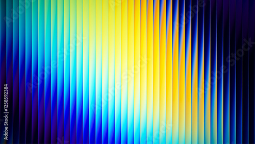 Abstract ribbed fractal glass texture effect with bright smooth fluted vertical lines of colorful gradient. Bold and dynamic design blending bright colors and geometry for modern visual art project