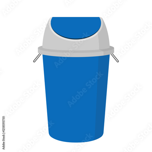 barrel bin with swing lid  flat vector illustration