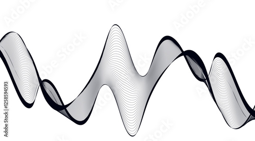 Thin wavy line abstract background. Abstract black lines wave curve motion on white, Curve wave seamless pattern.