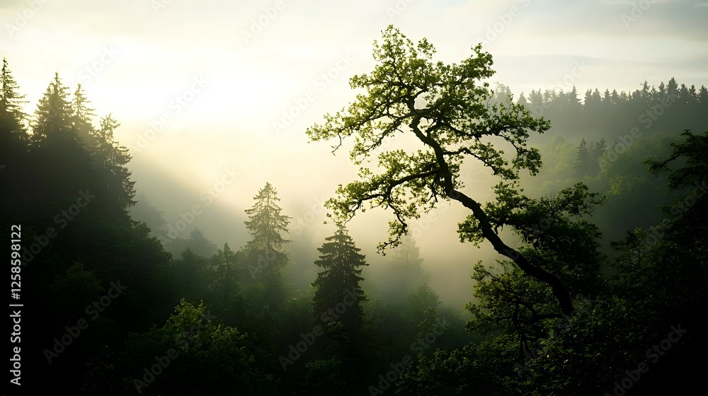 Obraz premium Pixelated Forest Sunrise View