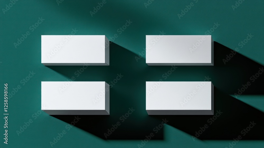 White Rectangular Boxes Teal Background Minimalist Design Mockup White Rectangular Boxes Teal Background Minimalist Design Mockup