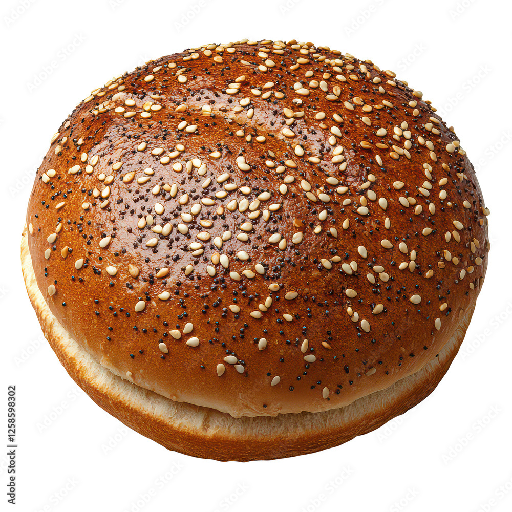 sesame seed hamburger bun isolated on transparent background sesame seed hamburger bun isolated on transparent background