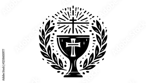 vector eucharistic chalice with cross and laurel