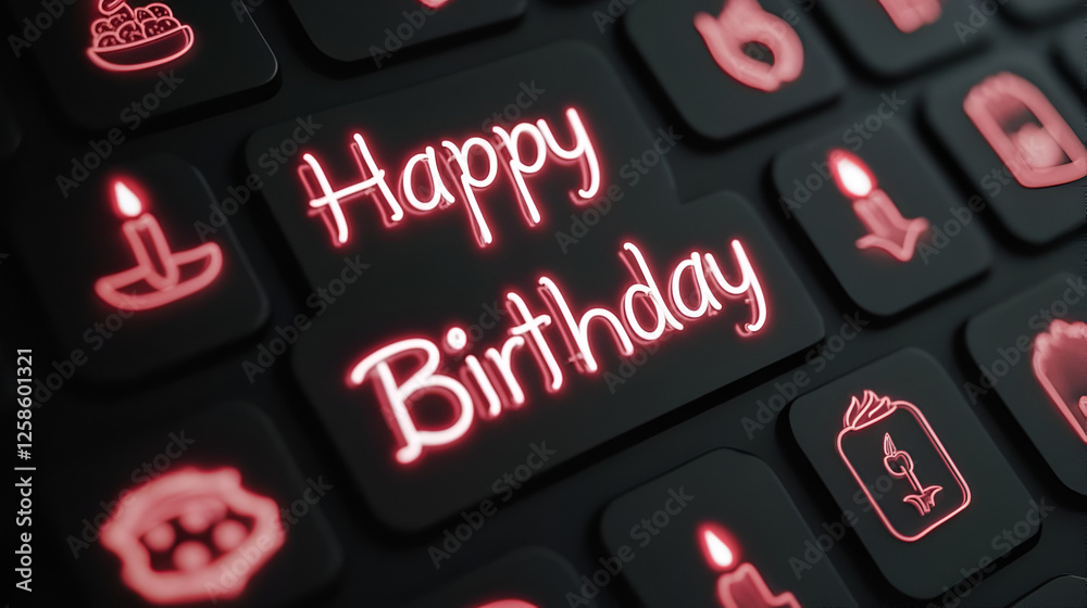 Happy Birthday Keyboard: A modern twist on a classic greeting, the words Happy Birthday Keyboard: A modern twist on a classic greeting, the words