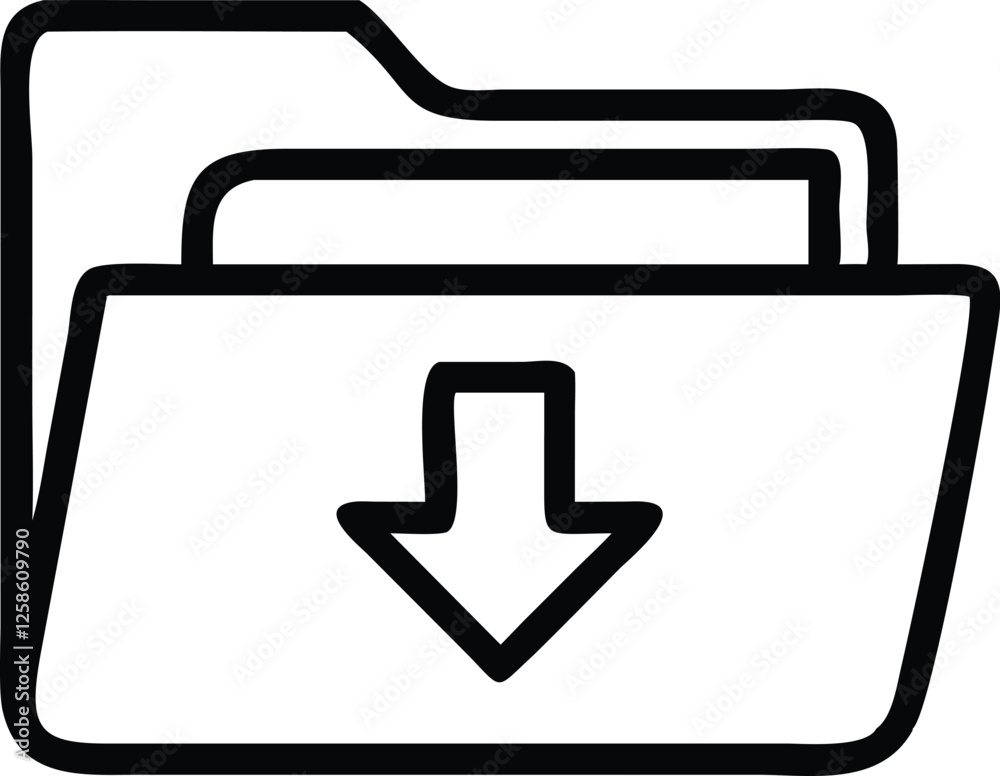 silhouette vector illustration of a Folder Download on a white background. silhouette vector illustration of a Folder Download on a white background.